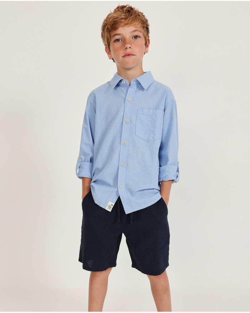 Boys’ woven bermuda shorts with adjustable drawstring
