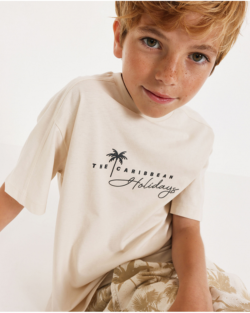 Boys’ knit T-shirt with Caribbean print