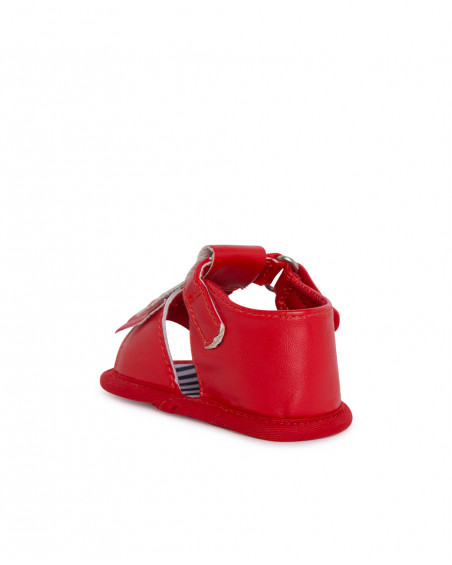 Red fringes faux-leather sandals for girls little pirates