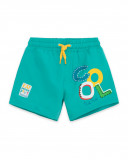 Blue message swimming trunks for boys fruitty time