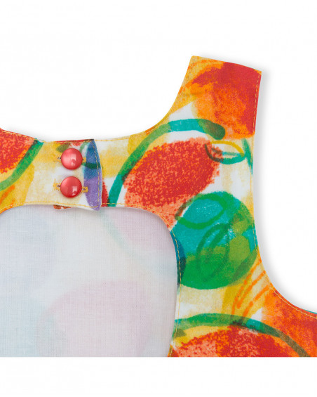 Yellow suspenders poplin dress for girls fruitty time