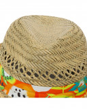 Orange printed raffia hat for girls summer festival