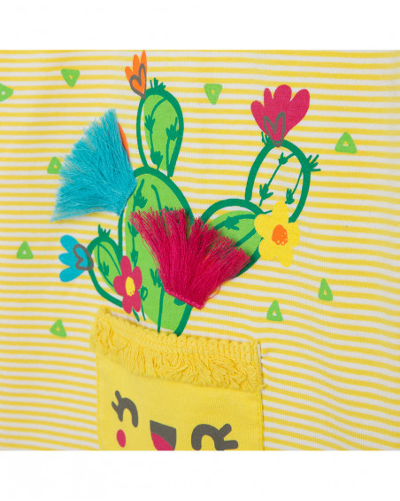 Yellow striped jersey t-shirt for girls funcactus