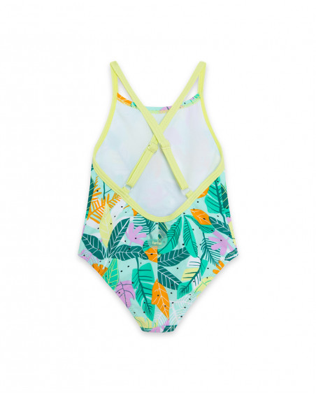 Green printed swimsuit for girls in the jungle