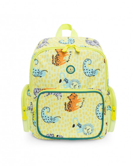 Green printed backpack for boys in the jungle