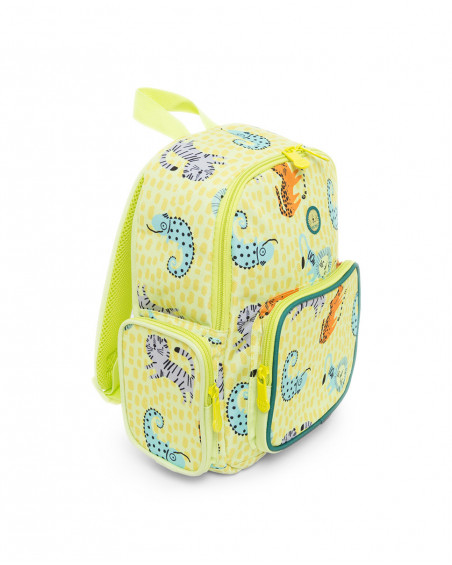 Green printed backpack for boys in the jungle