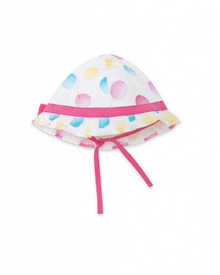 White dotted poplin hat for girls icy and sweet