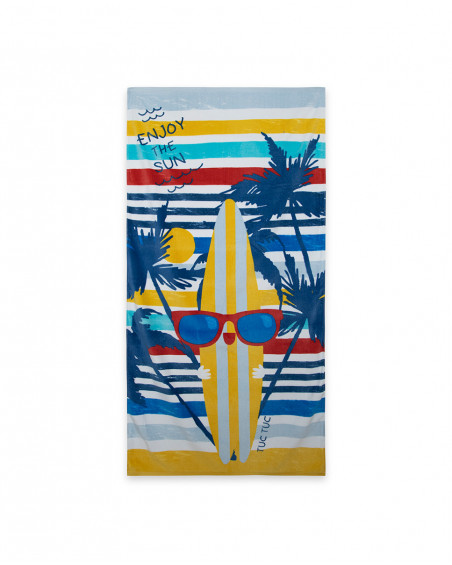 Blue striped towel for boys enjoy the sun