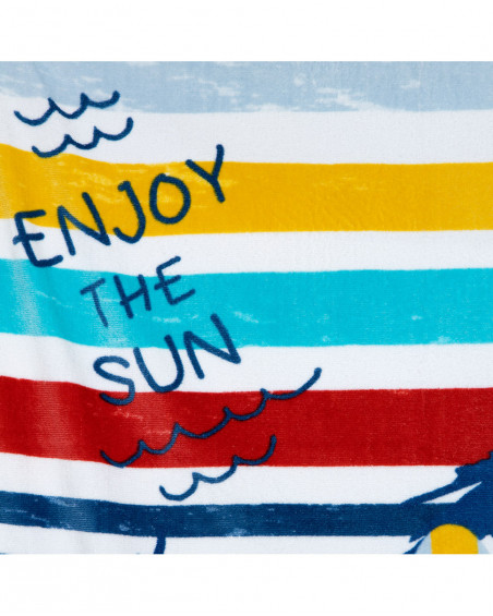 Blue striped towel for boys enjoy the sun