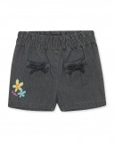 Grey pockets denim shorts for girls in the jungle