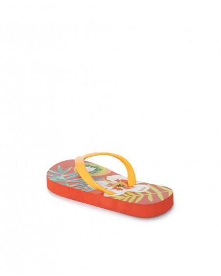 Orange printed flip flops for girls summer festival