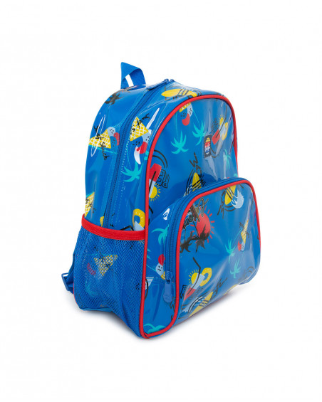 Blue printed backpack for boys enjoy the sun