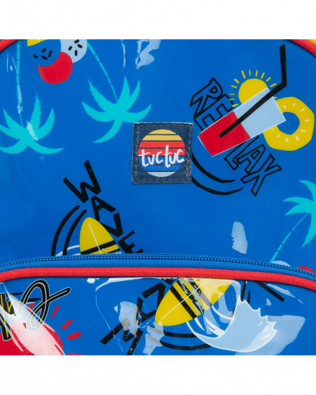 Blue printed backpack for boys enjoy the sun