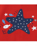 Red striped jersey t-shirt and shorts for girls little pirates