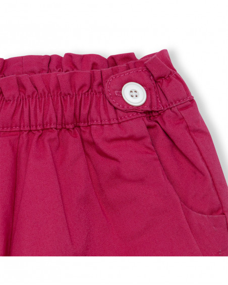 Fuchsia buttons twill shorts for girls basicos baby