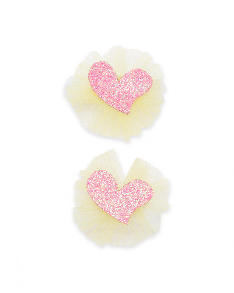 Yellow hearts 2 hair tie set for girls funcactus