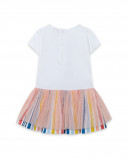 White striped jersey and tulle dress for girls enjoy the sun