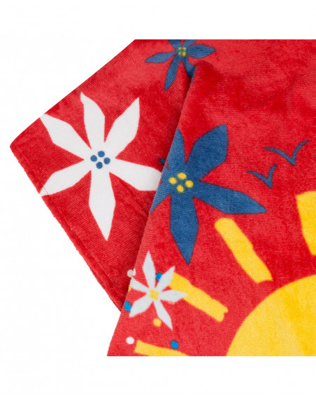 Orange printed poncho for girls enjoy the sun