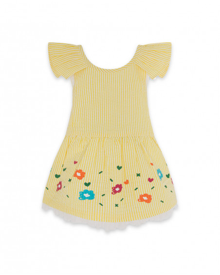 Yellow striped woven dress for girls funcactus