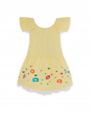 Yellow striped woven dress for girls funcactus