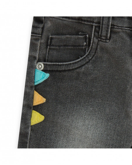 Grey pockets denim bermudas for boys in the jungle