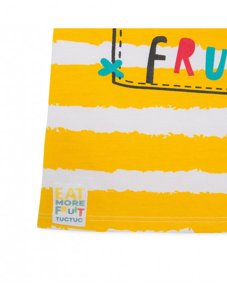 Yellow striped jersey t-shirt for boys fruitty time