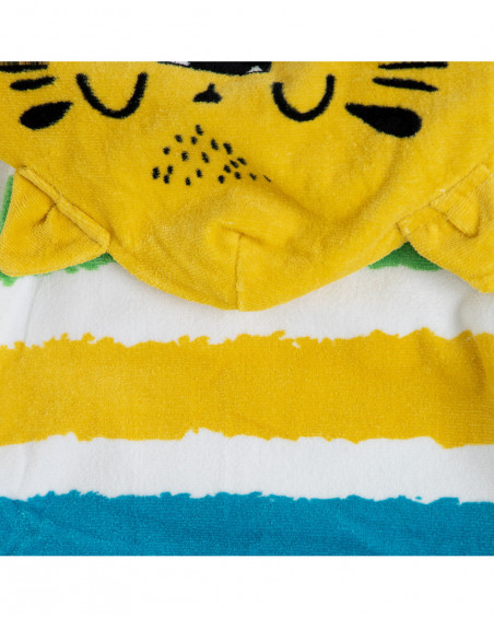 Yellow striped poncho for boys fruitty time