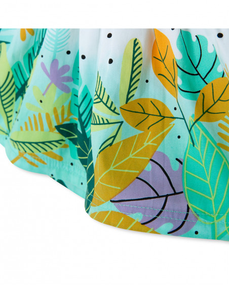 White leafs poplin skirt for girls in the jungle