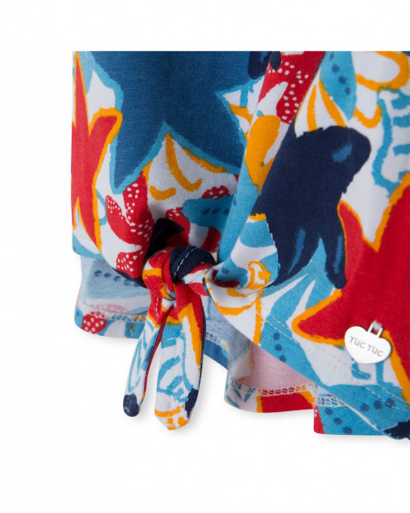 Blue suspenders jersey t-shirt for girls red submarine