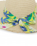 Beige flowers raffia hat for girls ready to bloom