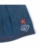 Blue buttons denim skirt for girls red submarine