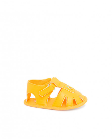 Orange velcro suede sandals for boys picnic time