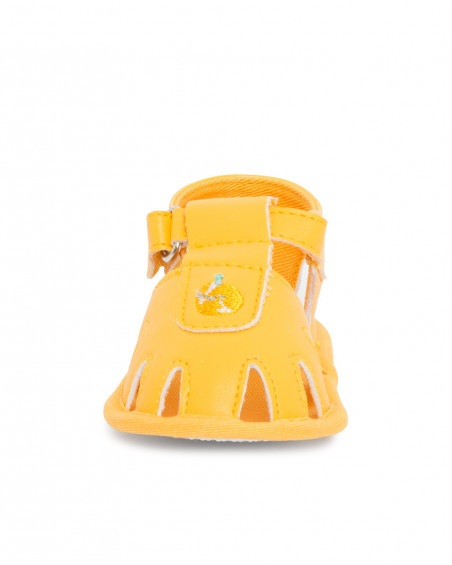 Orange velcro suede sandals for boys picnic time