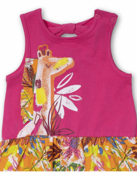Vestido punto rosa estampado niña Eco-Safari