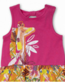 Vestido punto rosa estampado niña Eco-Safari