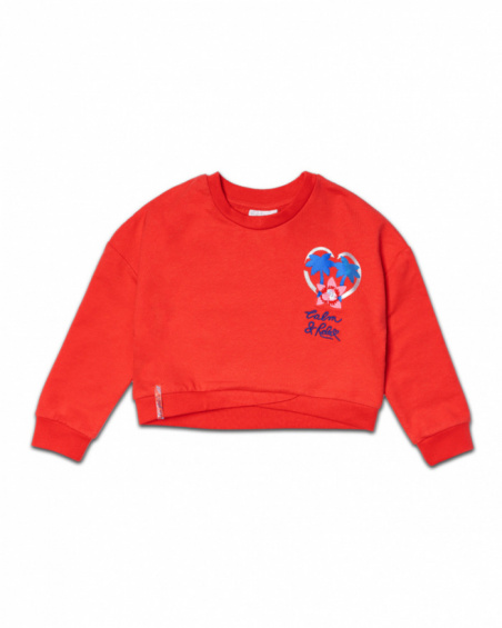 Sudadera felpa rojo niña Hello Playa Sudadera felpa rojo niña Hello Playa