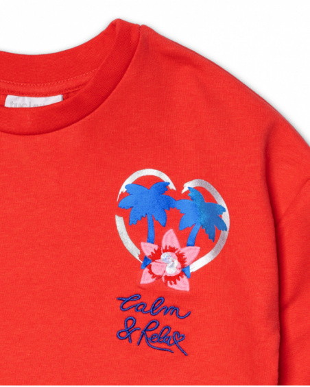 Sudadera felpa rojo niña Hello Playa Sudadera felpa rojo niña Hello Playa