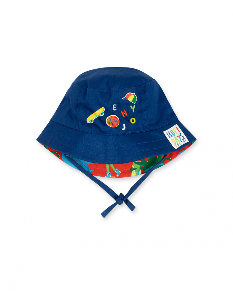 Gorro plana reversible rojo azul niño Holidays