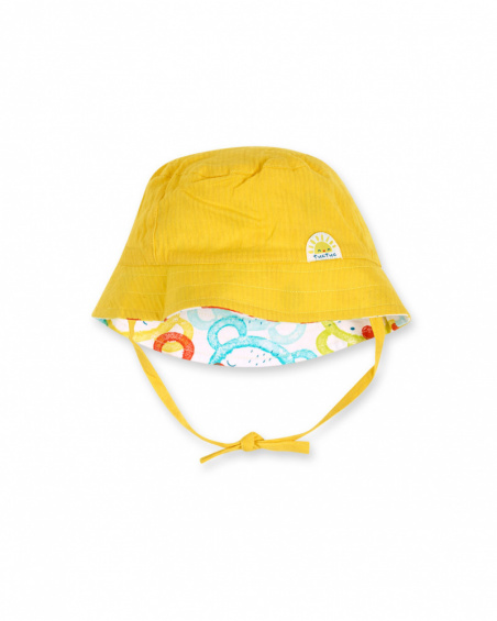 Gorro plana reversible amarillo estampado unisex Sunday