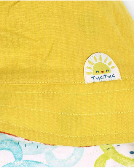 Gorro plana reversible amarillo estampado unisex Sunday