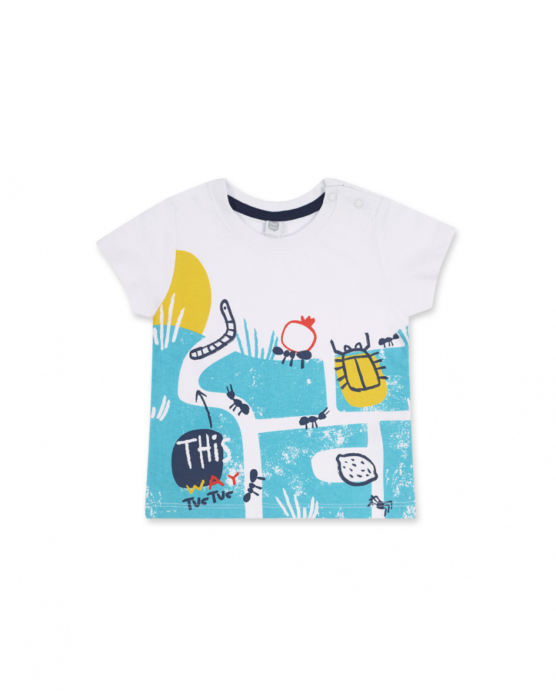 Camiseta punto blanco y azul niño Tiny Critters