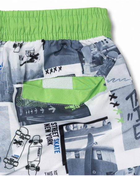 Bañador bermuda blanco estampado niño Urban Activist