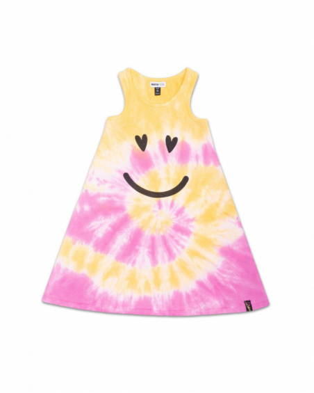Vestido punto tie-dye amarillo rosa niña Rebel Girl