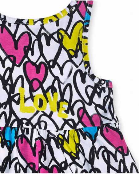 Vestido punto blanco estampado niña Rebel Girl