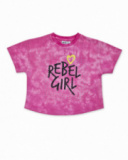 Camiseta punto fucsia niña Rebel Girl