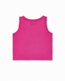 Camiseta tirantes punto fucsia niña Rebel Girl