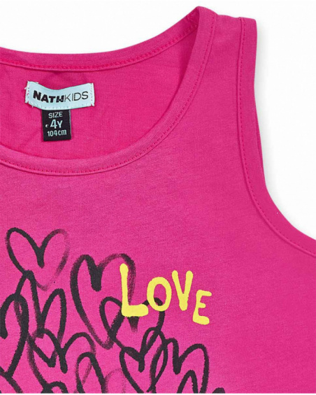 Camiseta tirantes punto fucsia niña Rebel Girl