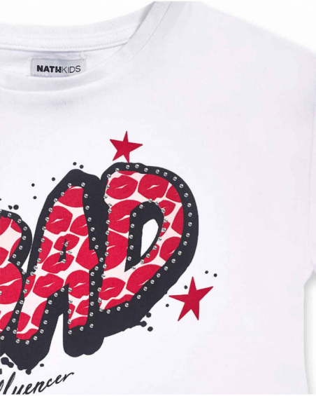 Camiseta punto blanco niña Bad influencer