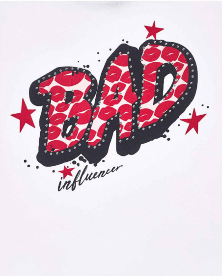 Camiseta punto blanco niña Bad influencer