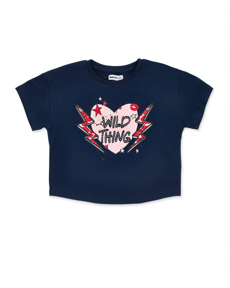 Camiseta punto azul niña Bad influencer